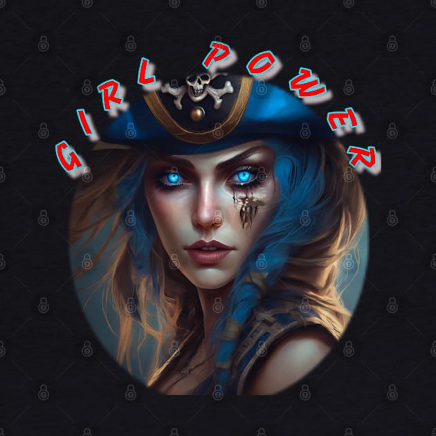Girl power, blue themed pirate girl by sailorsam1805